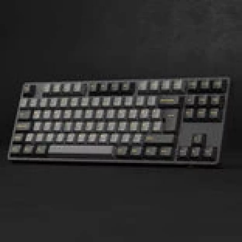 Teclado mecânico gaming AKKO Preto & Dourado 5087S, interruptores Akko V3 Cream Yellow Pro, iluminação RGB