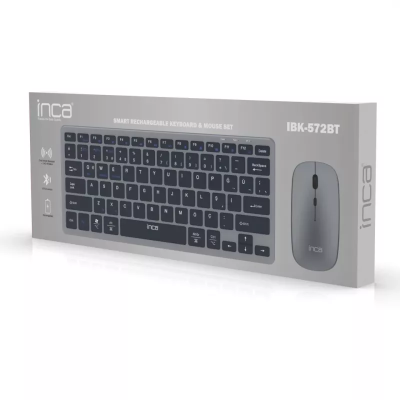 Conjunto de teclado e rato sem fios INCA IBK-572BT, cinzento