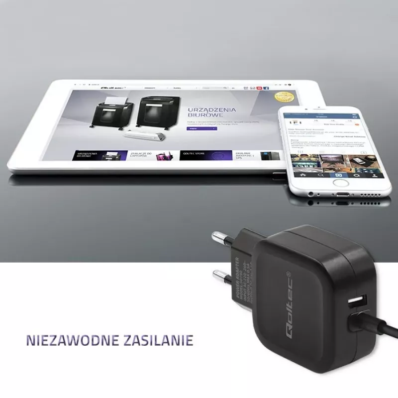 Carregador Qoltec 50190 para dispositivos móveis, telemóvel, tablet, telefone, universal