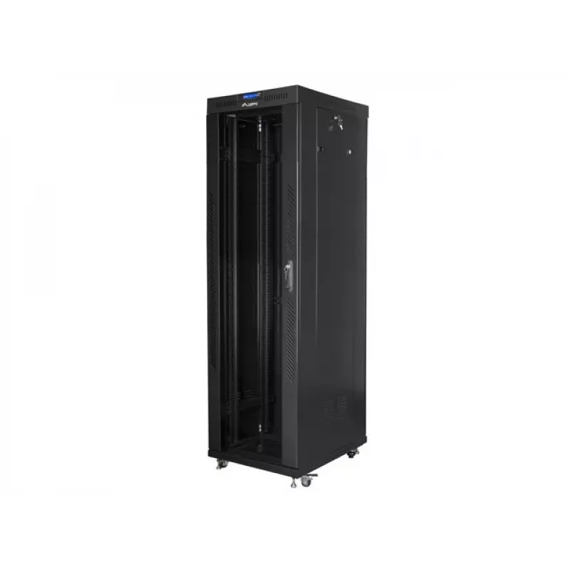 Lanberg FF01-6842-12BL armário rack de chão de 19 polegadas 42U, 600x800 mm, porta de vidro, LCD, IP20, para montagem, preto