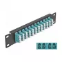 Patch panel de fibra ótica DeLOCK 10 polegadas 12 portas LC quad aqua 1U preto