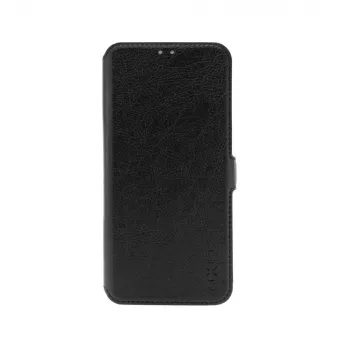 Capa de livro em pele FIXED para Xiaomi Redmi 14C, preta — proteção frontal e traseira