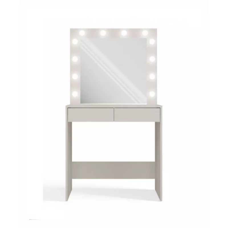 Conjunto de penteadeira top e shop Marina T+ 2S+L, cor caxemira, aglomerado, espelho LED, 810×500×1500 mm