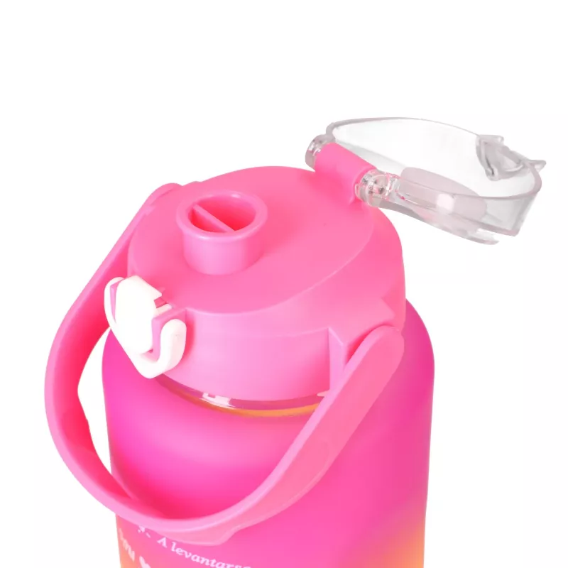 Garrafa de água motivacional Extralink 3W1 conjunto rosa-laranja 2000ML+900ML+300ML