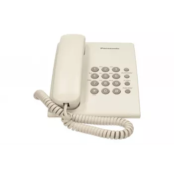 Telefone analógico Panasonic KX-TS500PDW — 16 teclas, branco, montagem em mesa/parede, agenda com 100 entradas