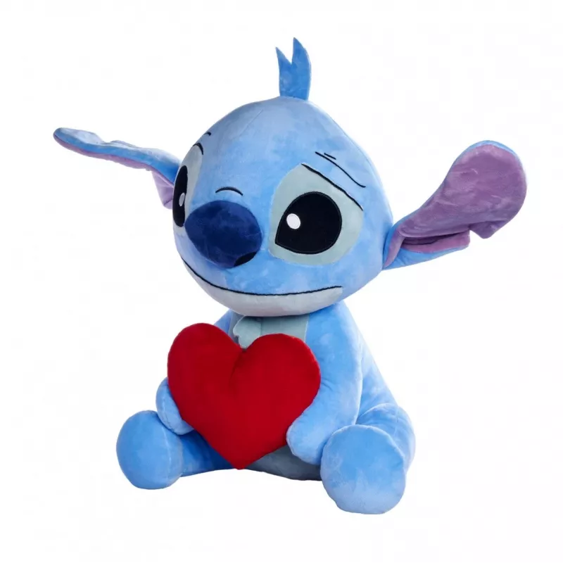 Peluche SIMBA Stitch com coração 50 cm, personagem macia e fofa
