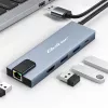Hub USB-C QOLTEC 53795 5 em 1 com 100W PD, 2×USB-A, HDMI 4K, RJ45