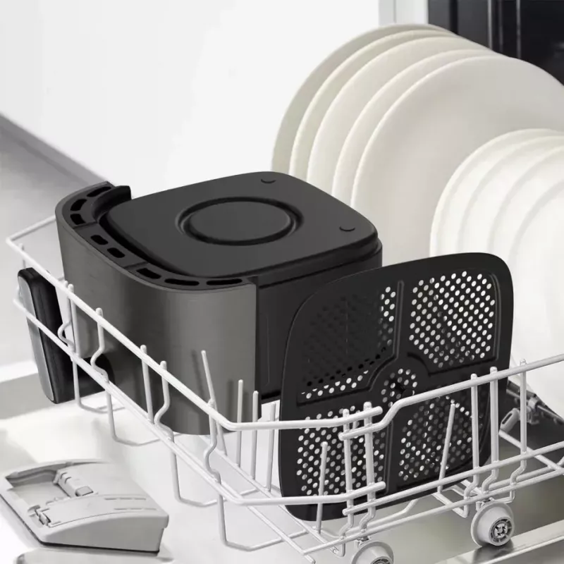 Fritadeira Tefal Easy Fry Silence EY551HE0 Individual 5 L Autónoma Fritadeira de ar quente Preto, Cinzento, Aço inoxidável