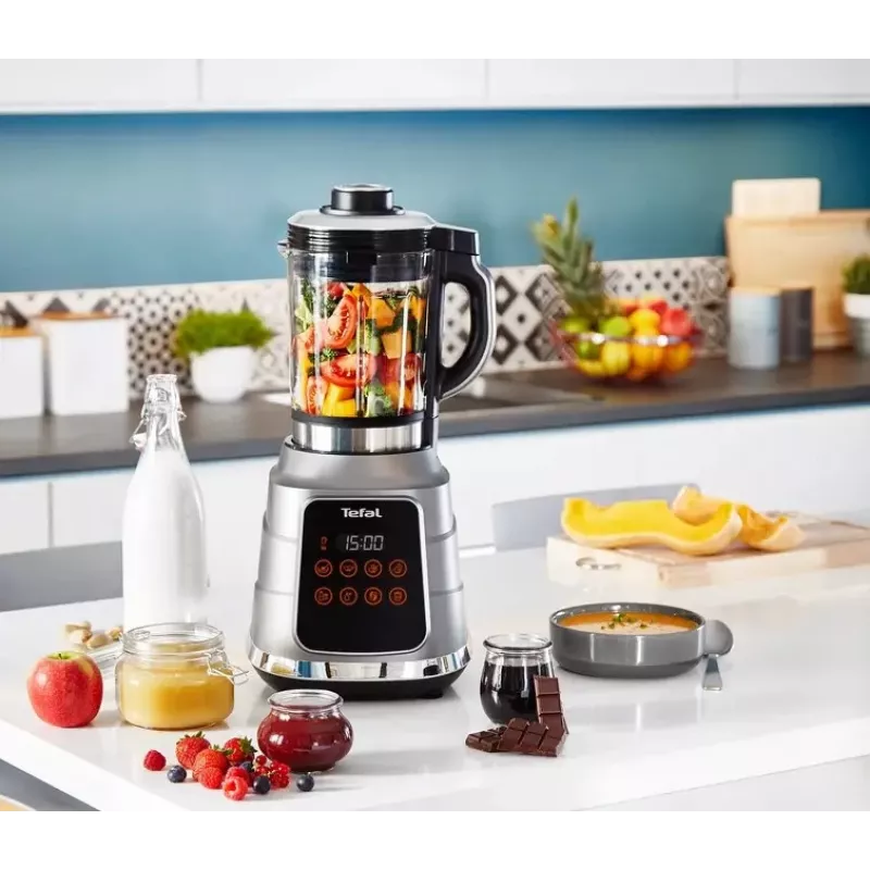 Batedeira de mesa Tefal BL985A31 — 1300 W, jarro de vidro 1,75 l + jarro Tritan 2 l, lâminas de aço inoxidável Trip'Ax de 6 lâminas, função de mistura a vácuo