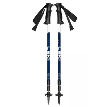 Bastões de trekking Leki EAGLE azul-branco ajustáveis alumínio 3 partes 110–145 cm, 270 g