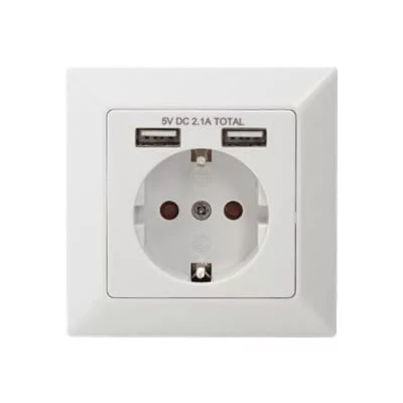 Tomada de segurança para montagem encastrada Digitus DA-70613 com 2 portas USB