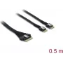 Cabo DELOCK PCIe 4.0 slim SAS SFF-8654 para 2× SFF-8644 (4i) 0,5 m