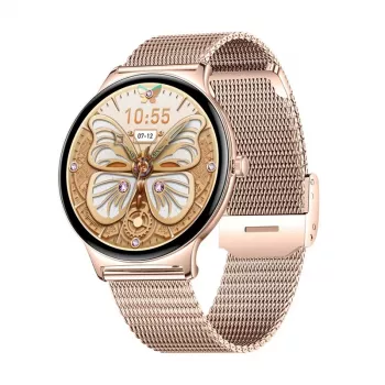 Smartwatch Colmi V89 aço inoxidável dourado com Bluetooth e medidor de frequência cardíaca