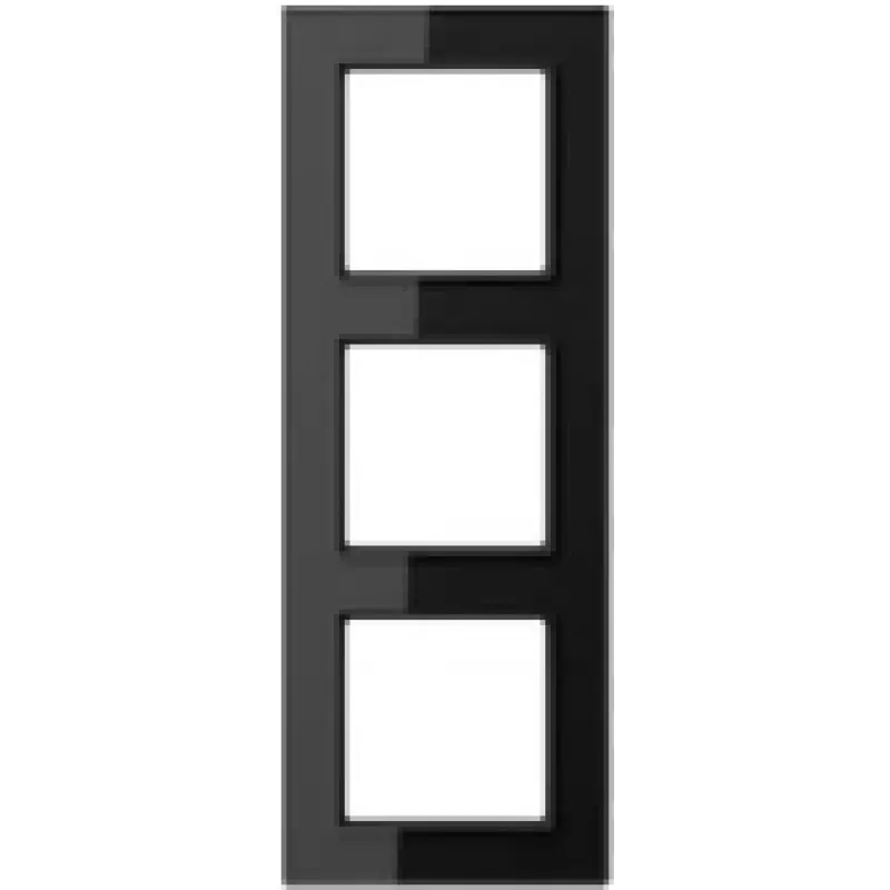 JUNG AC 583 GL SW Moldura de vidro de 3 módulos, 84x226 mm, Preto