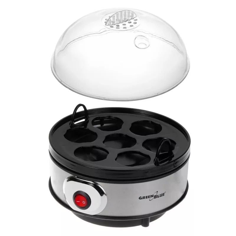 Cozedor de ovos GreenBlue GB572, cozedor elétrico a vapor, 400 W, capacidade 7 ovos, prateado, dureza ajustável