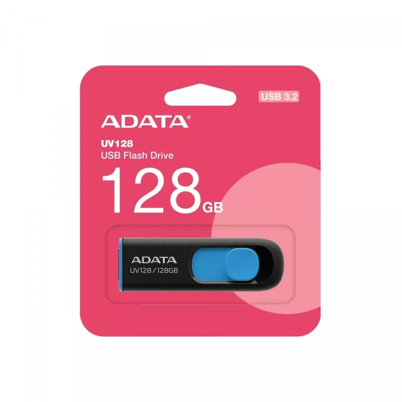 Pen Drive ADATA DashDrive UV128 128GB USB Tipo-A 3.2 Gen 1 (3.1 Gen 1) Preto, Azul