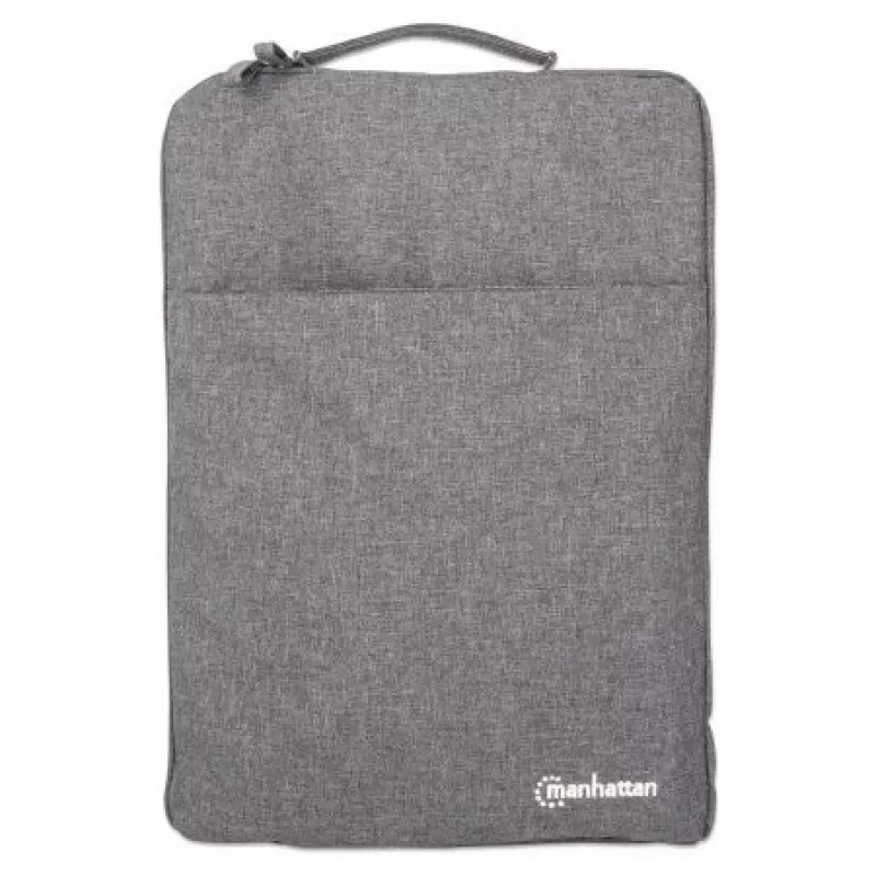 Manhattan Seattle Mala para portátil 39,6 cm (15,6 polegadas), Cinzento, Acolchoada, Forro interior extra macio, Compartimento principal com fecho de correr duplo, Bolso frontal com fecho de correr, Alça de transporte, Repelente à água e durável, Sleeve para portátil, Três anos de garantia