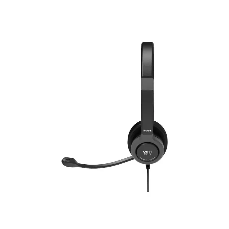 PORT CONNECT | Auscultadores estéreo USB PRO ON'R 300 | com fios | on-ear | cancelamento de ruído | preto