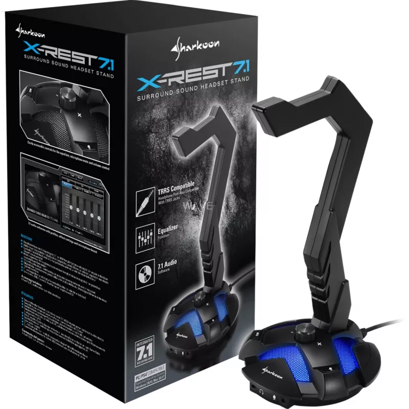 Suporte ativo para auscultadores Sharkoon X-Rest 7.1