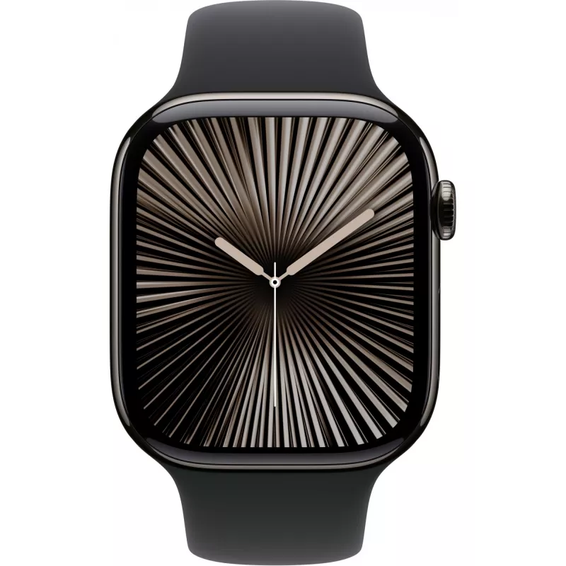 Apple Watch S10 titânio ardósia pulseira desportiva preta - S/M GPS + Cellular 46mm MWYD3QF/A 2024