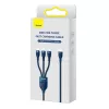 Cabo USB 3em1 Baseus Flash Series 2, USB-C + Micro-USB + Lightning, 100 W, 1,5 m (azul)