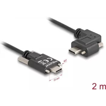 Cabo USB 2.0 DeLOCK USB Type-C macho para USB Type-C macho angular esquerda/direita PD 3.0 60W 2m