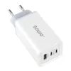 Fonte de alimentação SAVIO LA-07 GaN 65W, USB, QC4.0+, PD 3.0, branca