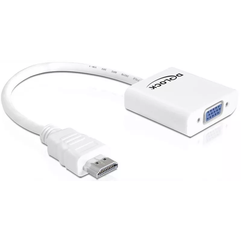 Adaptador Delock HDMI-A macho > VGA fêmea - adaptador de vídeo - HDMI macho para HD-15 (VGA) fêmea - branco (65346)
