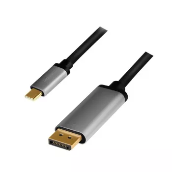 Adaptador de cabo LogiLink CUA0100 DisplayPort USB 3.2 Gen1 Type-C 1,8m preto cinzento