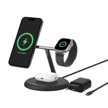 Carregador Belkin WIZ023VFBK para interiores USB sem fios para auscultadores smartphone smartwatch preto