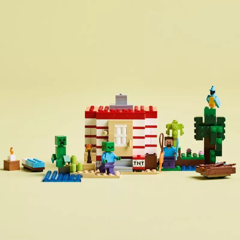 LEGO Minecraft conjunto 21275 casa na selva TNT brinquedo de construção, 287 peças, 2 minifiguras, a partir de 8 anos