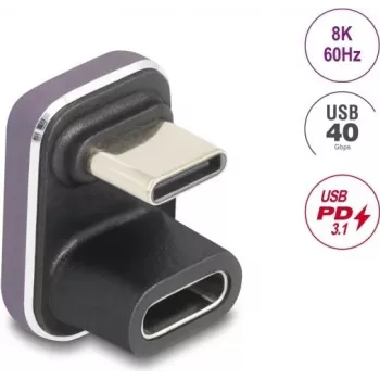 Adaptador USB-C DELOCK 60737 180° 40 Gbit/s 240 W – adaptador de dados e energia de alta velocidade em ângulo reto