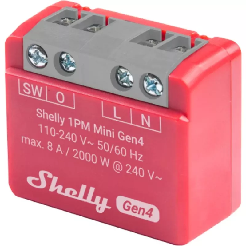 Shelly 1PM Mini Gen4 pack de 2 — Relé inteligente Wi-Fi Shelly com medição de potência, formato modular compacto