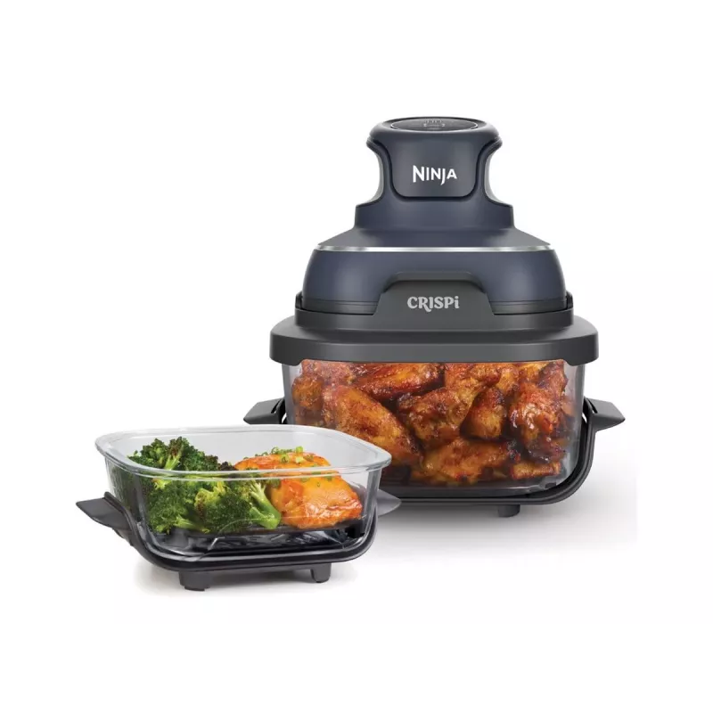 Ninja CRISPi Single 3,8 L 1700 W Fritadeira de ar quente Azul, Cinzento, Transparente