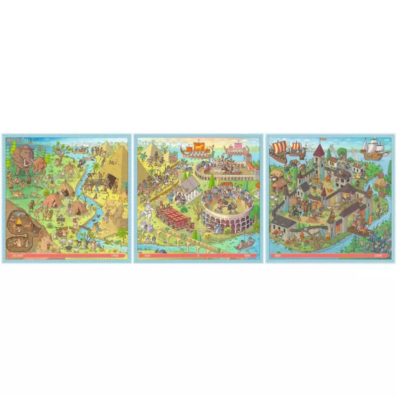 Puzzle UP História - Idade da Pedra, Roma Antiga, Idade Média 100, 121 e 144 peças