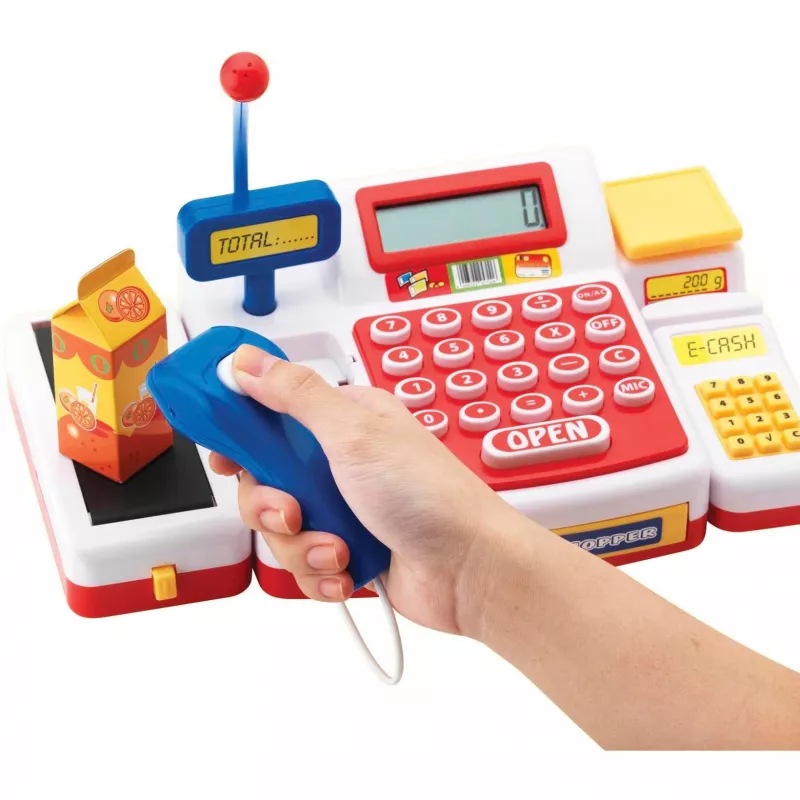 Conjunto de brincar Simba‑Dickie caixa registadora de supermercado com scanner modelo 104525700, conjunto de caixa registadora de brinquedo