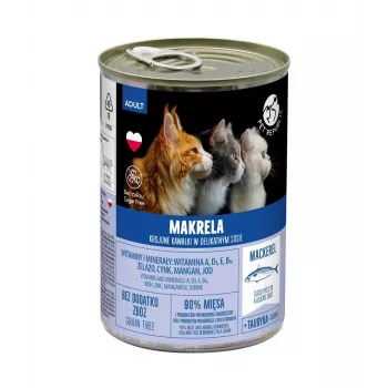 Ração húmida para gatos PetRepublic pedaços em molho com cavala 400 g — comida para gatos em lata