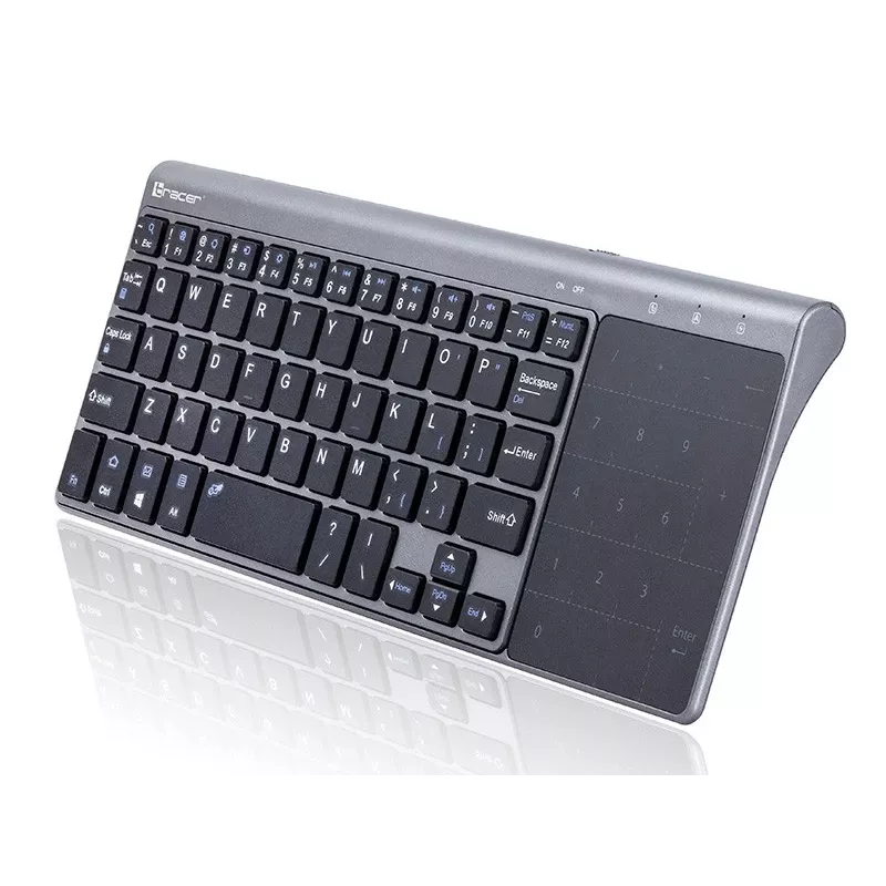 O Tracer EXpert RF é um teclado sem fios ergonómico de tamanho completo com disposição QWERTY, teclas de membrana e um design esguio preto e cinzento. Concebido para uso doméstico e de escritório, combina um touchpad integrado e teclas multimédia com uma ligação sem fios de 2,4 GHz para oferecer uma solução de introdução compacta para televisores, consolas, portáteis e PC clássicos.