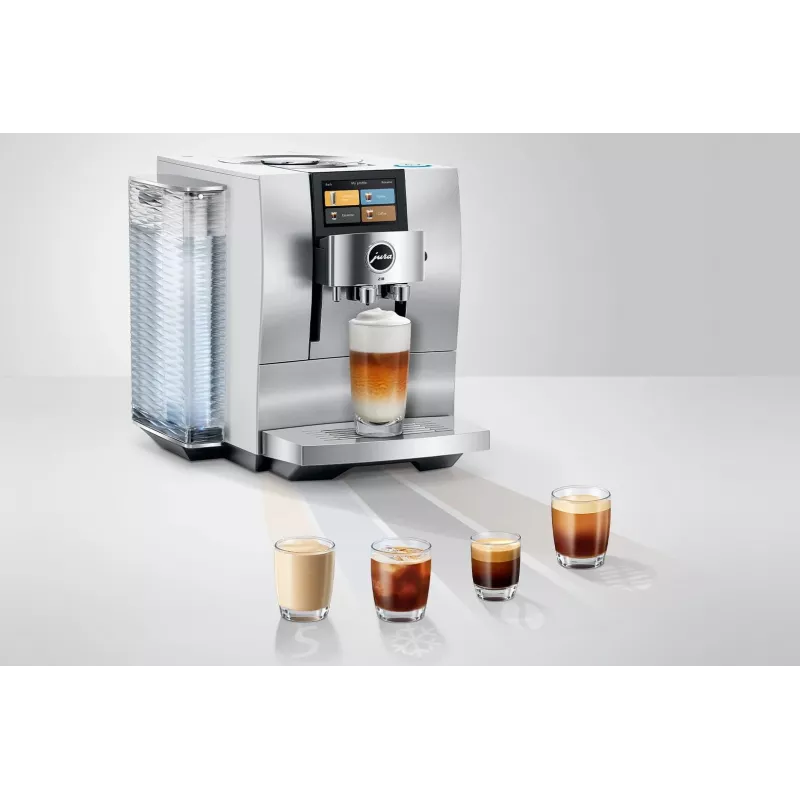 Máquina de café expresso automática JURA Z10 (EB) — depósito de água de 2,4 L, moinho integrado, 1450 W, alumínio/branco