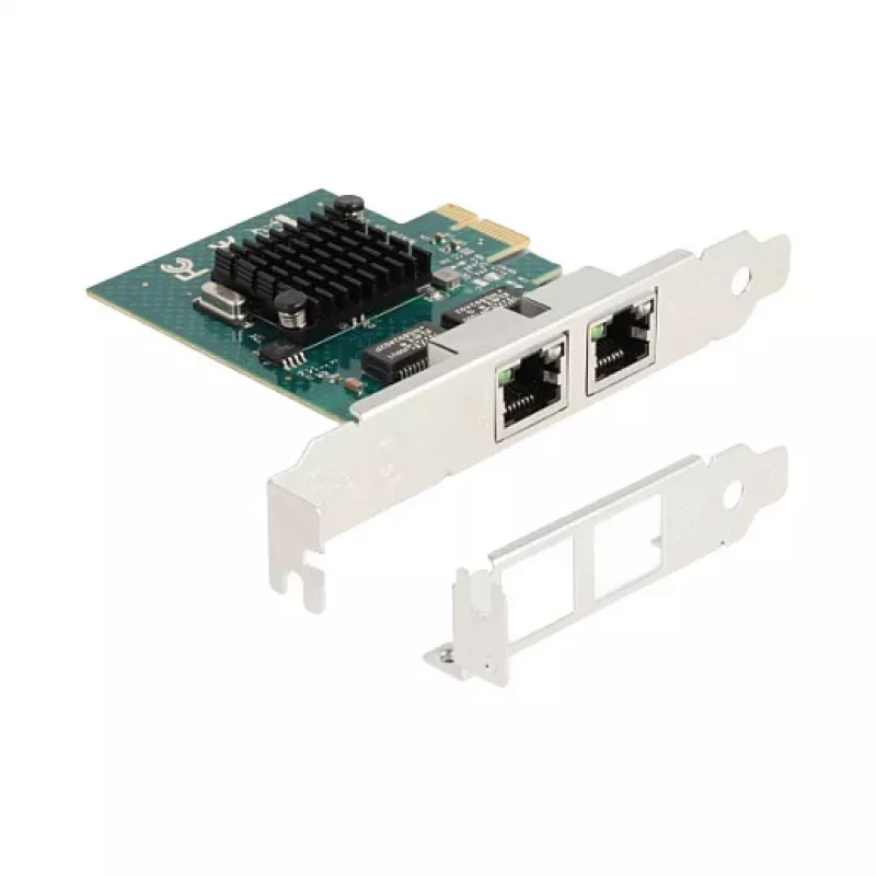 Placa DeLOCK PCI Express x1 para 2 x RJ45 Gigabit LAN BCM cinzento