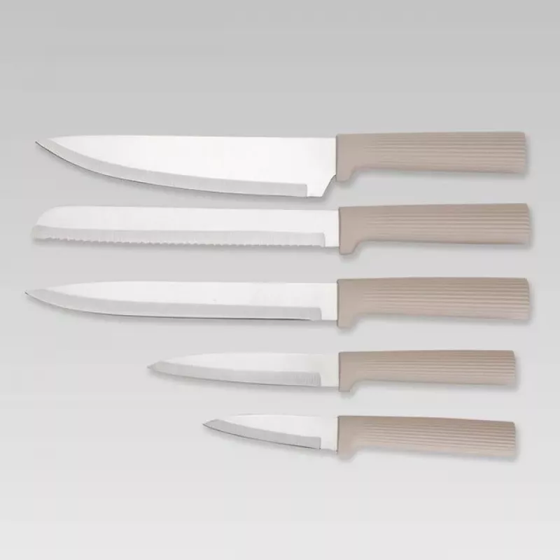 Conjunto de facas com bloco Maestro MR-1412-BEIGE + conjunto de tábuas de corte bege