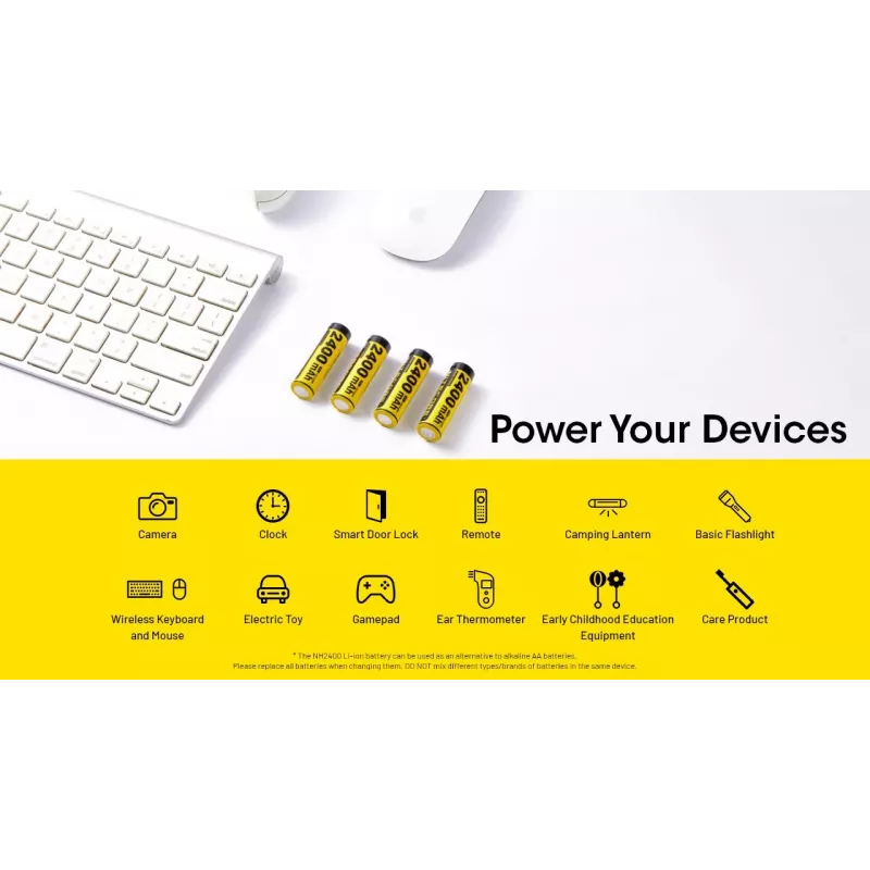 Pack de pilhas recarregáveis Li-Ion AA 1,5V Nitecore NH2400 2400mAh – pack de 4