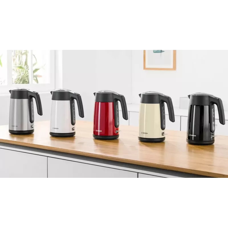 Chaleira elétrica Bosch TWK7L464 – capacidade de 1,7 L, 2400 W, vermelha, caixa em plástico