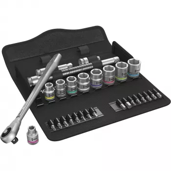 Wera 8100 SB 7 - Conjunto de chaves de caixa - preto - cromado - CE - punho de catraca - 1 unid. - 3/8 polegadas