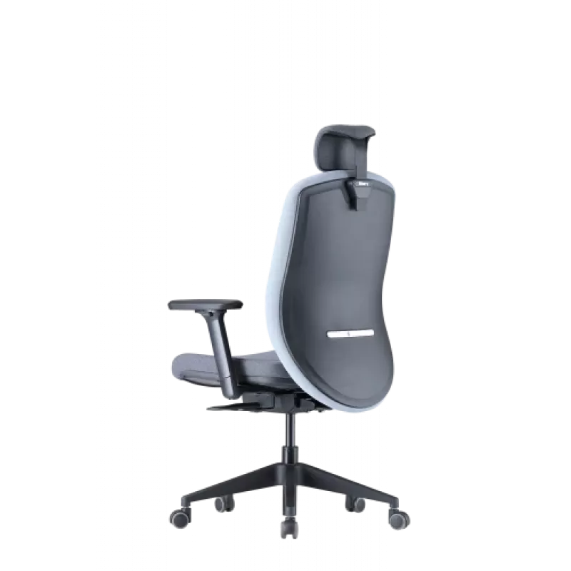 Cadeira de escritório ergonómica Up Up Athene preta, cinzento + tecido azul