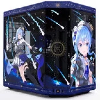 Caixa de computador HYTE Y70 Hoshimachi Suisei azul vidro temperado — caixa Mid-Tower ATX com painéis de vidro temperado