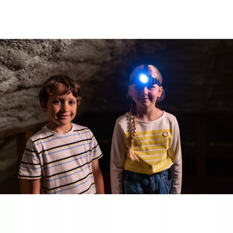 Lanterna de cabeça infantil Theo Klein Bosch com função de luz real, banda ajustável