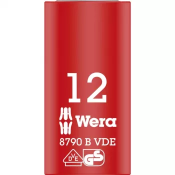 Chave de caixa Zyklop VDE, 12mm, 3/8 vermelho/amarelo, isolada até 1.000 Volt