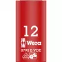 Chave de caixa Zyklop VDE, 12mm, 3/8 vermelho/amarelo, isolada até 1.000 Volt