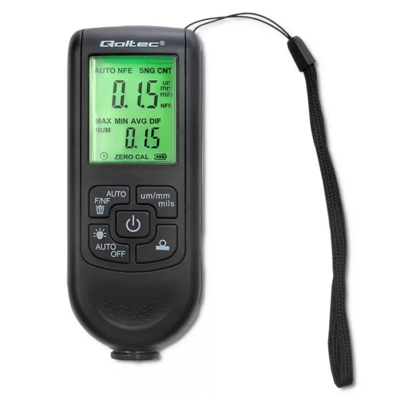 Medidor de espessura de verniz Qoltec com visor LCD | 0~2000 µm
